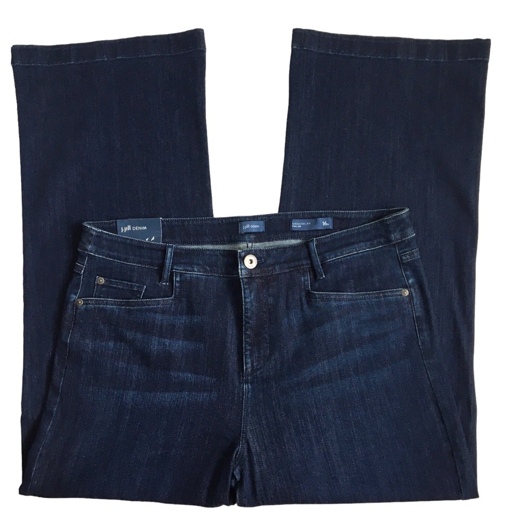 J Jill Denim Smooth Fit Full Leg Blue Denim Jeans Indigo Night Wash Size 16P